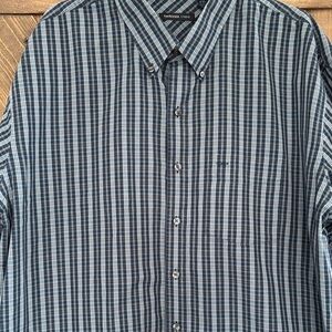 Van Heusen Studio Button Down Shirt Mens XXL Blue Plaid short sleeve big tall